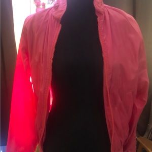 Duckster Windbreaker jacket (Women's) SM. Zipper Hoodie. Nylon-Pink